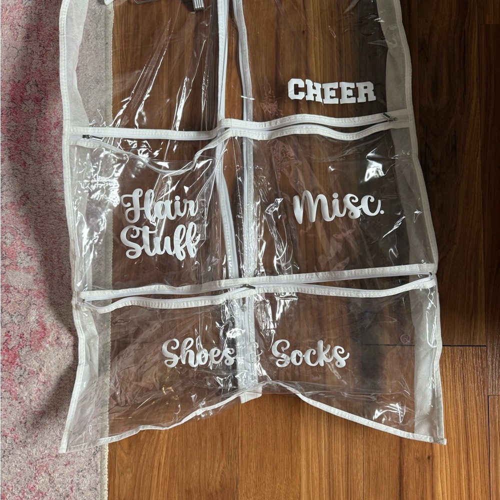 Clear Hanging Closet Organizer with White Trim - Multi-Pocket Storage